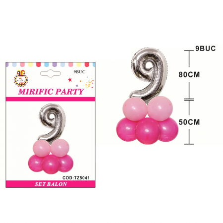 Baloane - Set aranjament 9 baloane cifra ' 9 ' 80 cm TZ5041