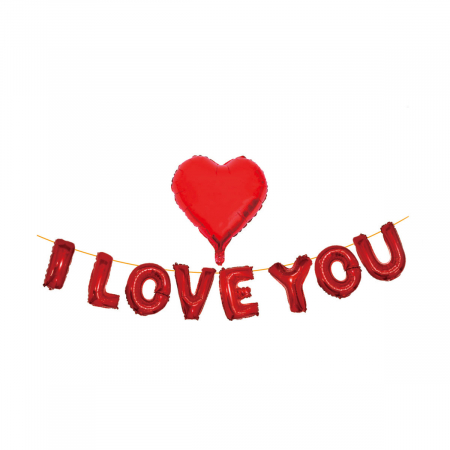 Baloane - Set aranjament 9 baloane din folie ' I love you ' 6 m x 45 cm LM0589