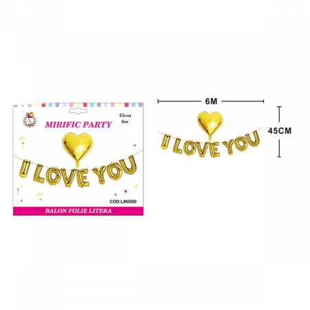 Baloane - Set aranjament 9 baloane din folie ' I love you ' 6 m x 45 cm LM0590