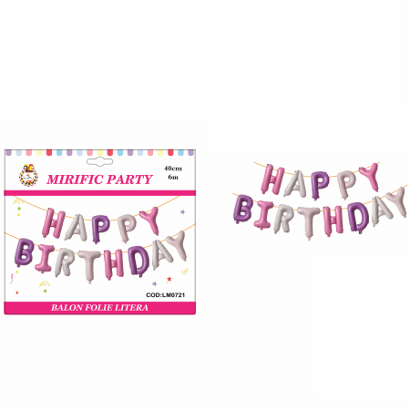 Baloane - Set aranjament 13 baloane ' Happy Birthday ' 6 m x 40 cm LM0721