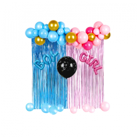 Baloane - Set aranjament cu balon surpriza pentru dezvaluirea sexului copilului 47 piese FD0579
