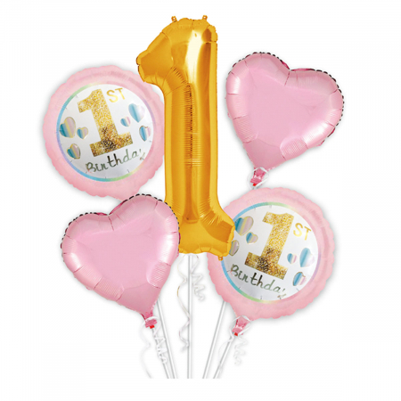 Articole party - Set aranjament 5 baloane din folie  ' First birthday girl ' TZ5127