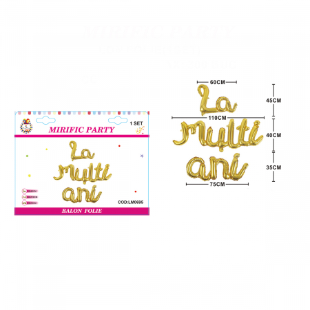 Baloane - Set 3 baloane din folie de aluminiu 'La multi ani' LM0695