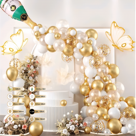 Baloane - Set baloane pentru aranjament tip arcada cu confetti, 193 piese TZ5390