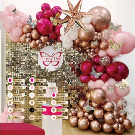 Baloane - Set baloane pentru aranjament tip arcada cu confetti, 228 piese TZ5395