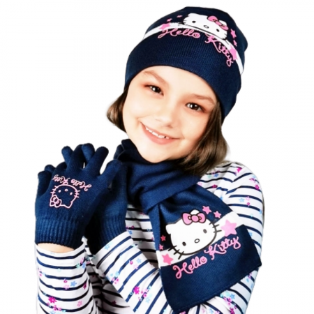 Căciuli, șepci si pălării - Set caciula, fular si manusi NH4054bleumarin