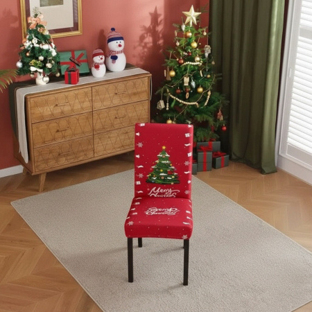 Articole casă - Set fata de masa si 6 huse pentru scaune, model Craciun 6220-2528/29