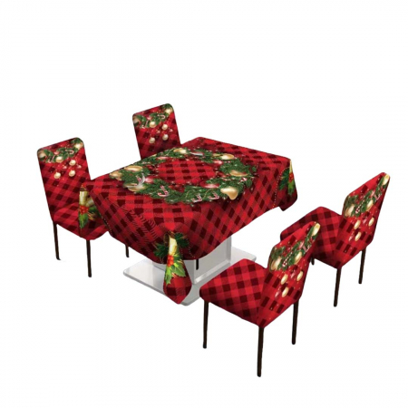 Fețe de masă - Set fata masa si 4 huse scaune, model Craciun 6220-37/39