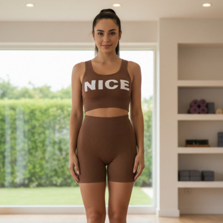 Fitness - Set fitness 2 piese, bustiera push-up si colanti scurti XXP-A014-4