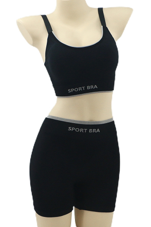 Colanți - Set fitness 2 piese, bustiera si colanti scurti YAN-6757negru