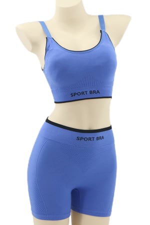 Bustiere - Set fitness 2 piese, bustiera si colanti scurti YAN-6757albastru inchis
