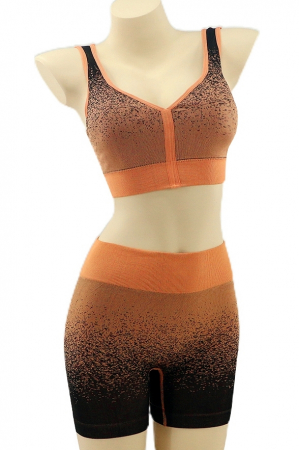 Bustiere - Set fitness 2 piese, bustiera si colanti scurti YAN-6765portocaliu