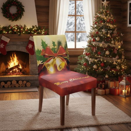 Huse scaune și canapele - Set  huse universale pentru scaun, model Craciun 6220-45B