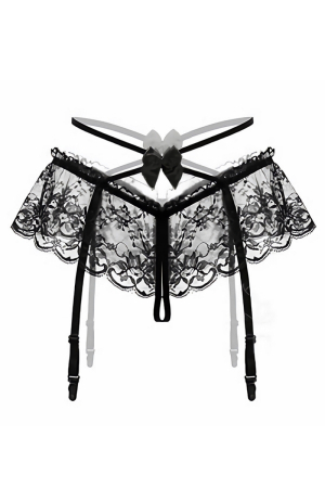 Lenjerie erotică - Set lenjerie erotica cu dantela, portjartiera si ciorapi YML-3061
