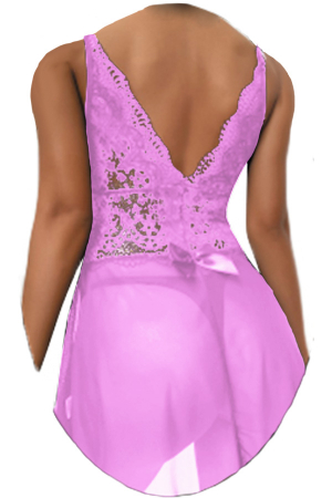 Lenjerie erotică - Set lenjerie erotica, rochie babydoll cu dantela brodata si chiloti tanga TY-S603roz