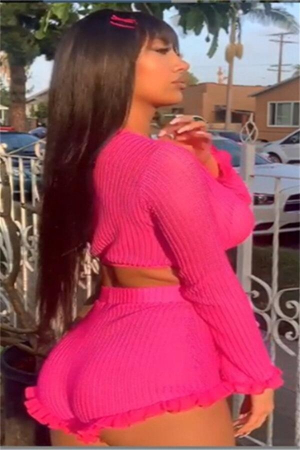 Seturi și Compleuri - Set compleu sexy, bluza cu maneca lunga si pantaloni scurti MLYX-3roz inchis