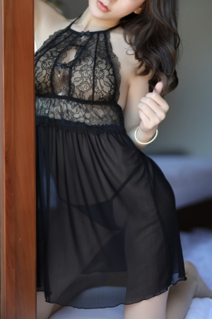 Set lenjerie erotica, rochita sexy transparenta si chiloti tanga YCFS-151negru [6]