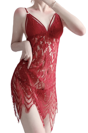 Lenjerie erotică - Set lenjerie erotica, rochita senzuala si chiloti tanga YML-12350rosu