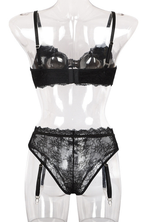 Lenjerie erotică - Set lenjerie erotica cu dantela, sutien si chiloti brazilieni FS-Z0524