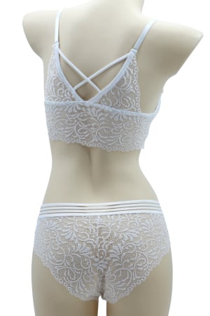 Seturi și Compleuri - Set 2 piese lenjerie intima cu dantela, top si chiloti clasici SMT8857alb