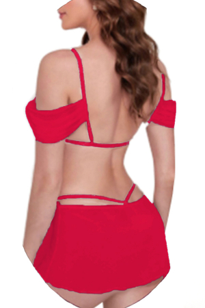 Lenjerie erotică - Set lenjerie erotica transparenta, rochita decupata si chiloti tanga TY-S658roz