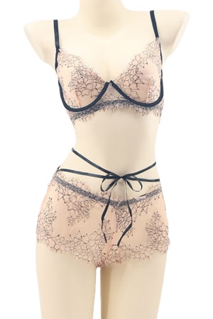Lenjerie erotică - Set lenjerie senzuala cu dantela, sutien si chiloti sexy TY-LX11portocaliu