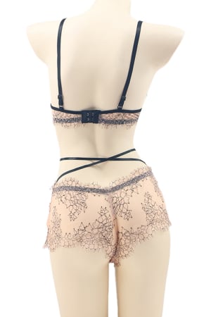 Lenjerie erotică - Set lenjerie senzuala cu dantela, sutien si chiloti sexy TY-LX11portocaliu