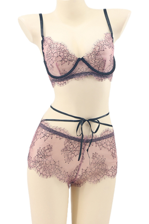 Lenjerie erotică - Set lenjerie senzuala cu dantela, sutien si chiloti sexy TY-LX11mov