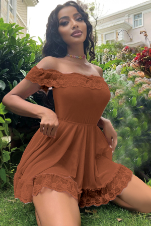 Lenjerie erotică - Set lenjerie sexy, rochita cu insertii dantela si chiloti tanga TY-S713maro