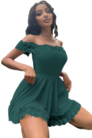 Lenjerie erotică - Set lenjerie sexy, rochita cu insertii dantela si chiloti tanga TY-S713verde