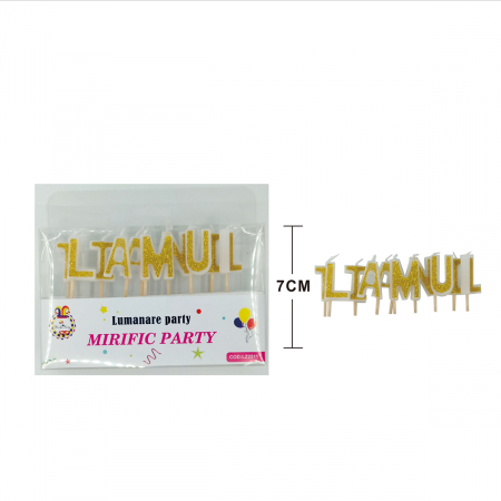 Lumânări tort - Set 10 lumanari aniversare pentru tort ' La multi ani ' 7 cm LZ2511