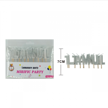 Lumânări tort - Set 10 lumanari aniversare pentru tort ' La Multi Ani ' 7 cm LZ2512
