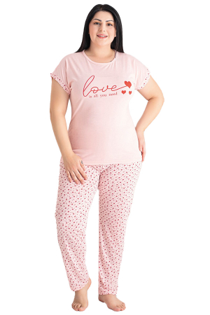 Pijamale - Set pijama big size din doua piese, tricou si pantaloni lungi 5200