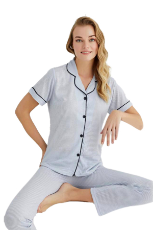 Pijamale - Set pijama din doua piese, camasa si pantaloni lungi 7055