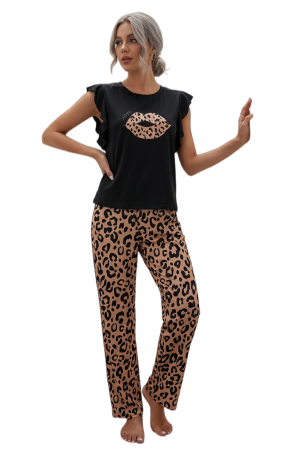 Pijamale - Set pijama doua piese, top cu volane si pantaloni lungi SUSU-2603-1
