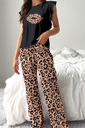 Pijamale - Set pijama doua piese, top cu volane si pantaloni lungi SUSU-2603-1