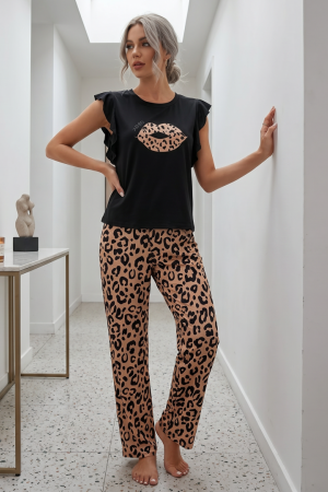 Pijamale - Set pijama doua piese, top cu volane si pantaloni lungi SUSU-2603-1