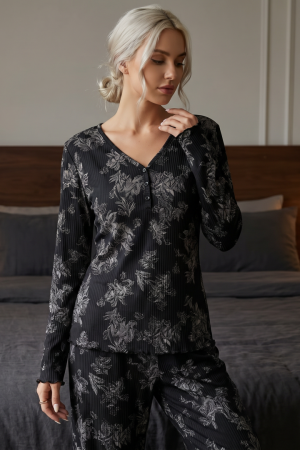 Damă - Set pijama doua piese, bluza cu maneca lunga si pantaloni lungi SUSU-2615-4