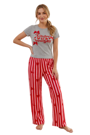 Lenjerie damă - Set pijama doua piese, tricou si pantaloni lungi SUSU-2604-1