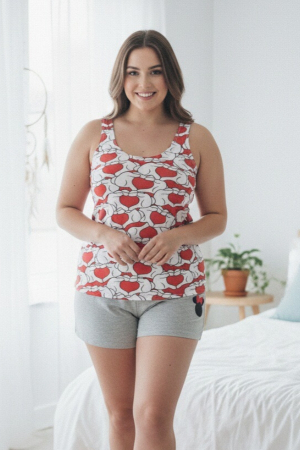 Pijamale - Set pijama doua piese, maiou si pantaloni scurti SE3584gri