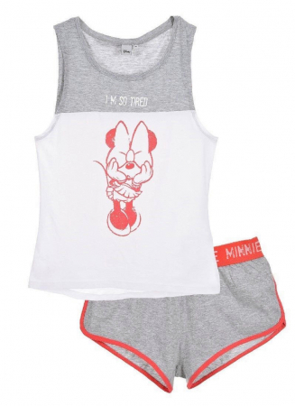 Lenjerie damă - Set pijama doua piese cu Minnie, maiou si pantaloni scurti SE3587gri