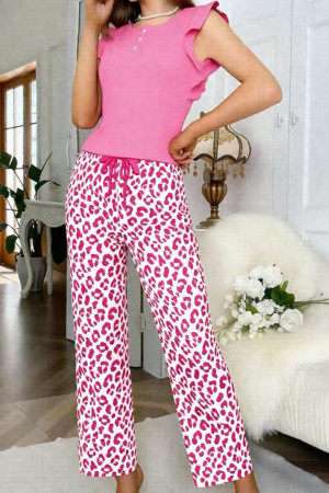 Pijamale - Set pijama doua piese, top cu volane si pantaloni lungi SUSU-2607-1