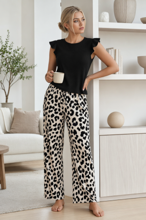 Pijamale - Set pijama doua piese, top cu volane si pantaloni lungi SUSU-2607-2