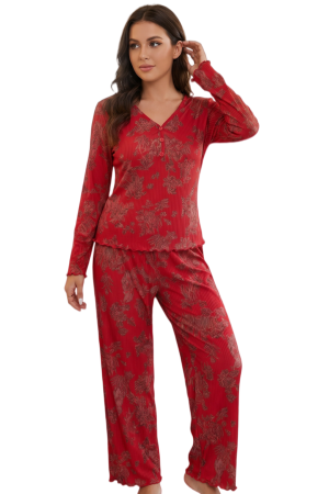 Pijamale - Set pijama doua piese, bluza cu maneca lunga si pantaloni lungi SUSU-2615-1
