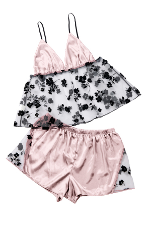 Pijamale - Set pijama sexy doua piese, maiou si pantaloni scurti TY-LX84roz