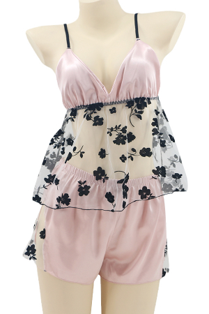 Pijamale - Set pijama sexy doua piese, maiou si pantaloni scurti TY-LX84roz