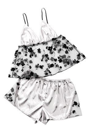 Pijamale - Set pijama sexy doua piese, maiou si pantaloni scurti TY-LX84alb