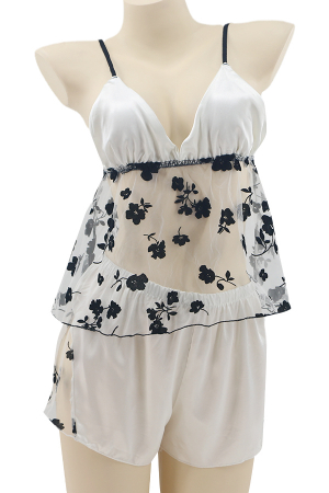 Pijamale - Set pijama sexy doua piese, maiou si pantaloni scurti TY-LX84alb