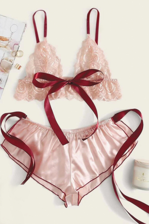 Pijamale - Set pijama sexy doua piese, top si pantaloni scurti TY-SD220roz