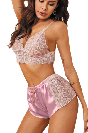 Pijamale - Set pijama sexy doua piese, top si pantaloni scurti TY-SD230roz